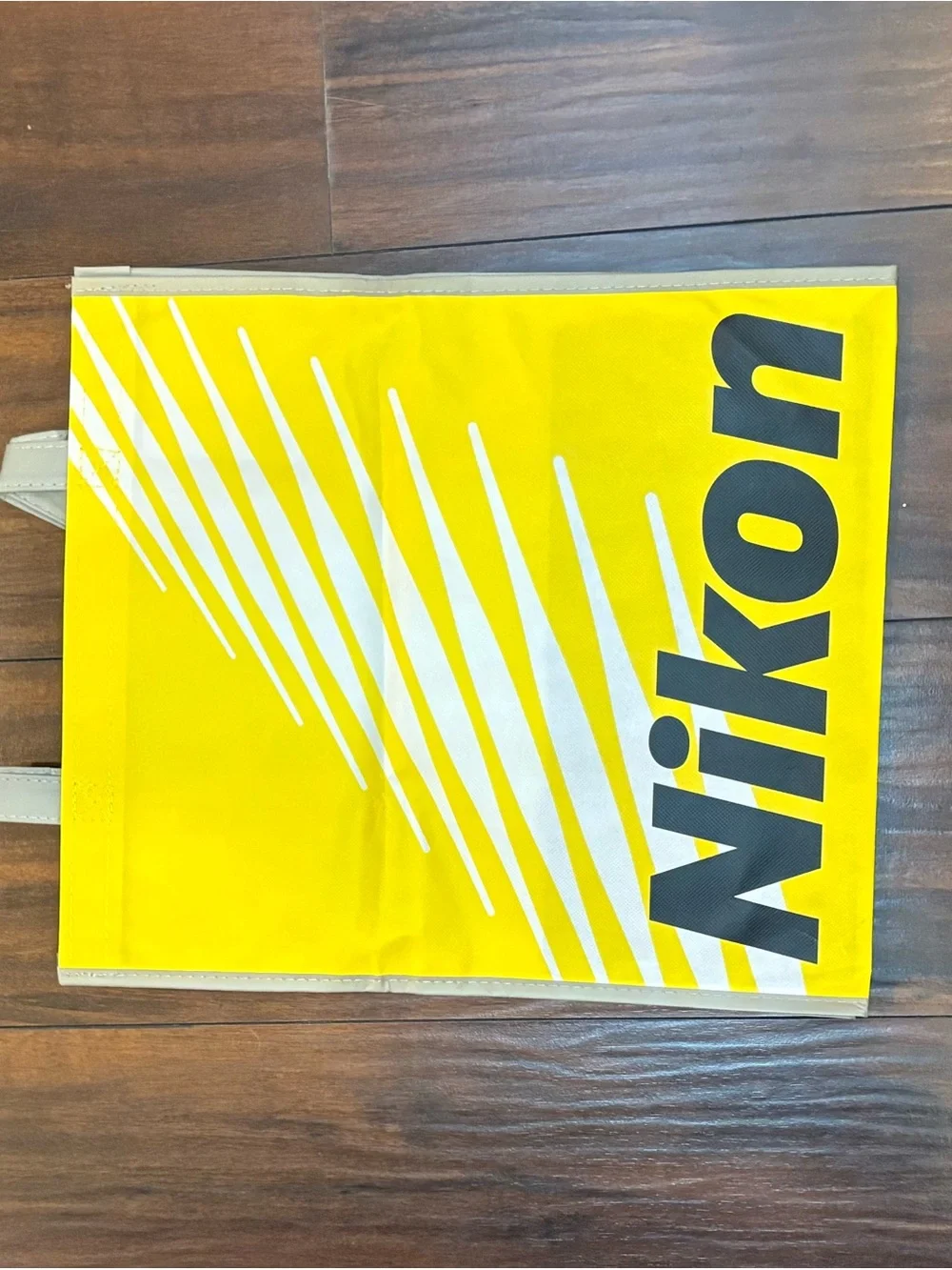 Nikon Bright Yellow Messenger Tote with Beige Handles